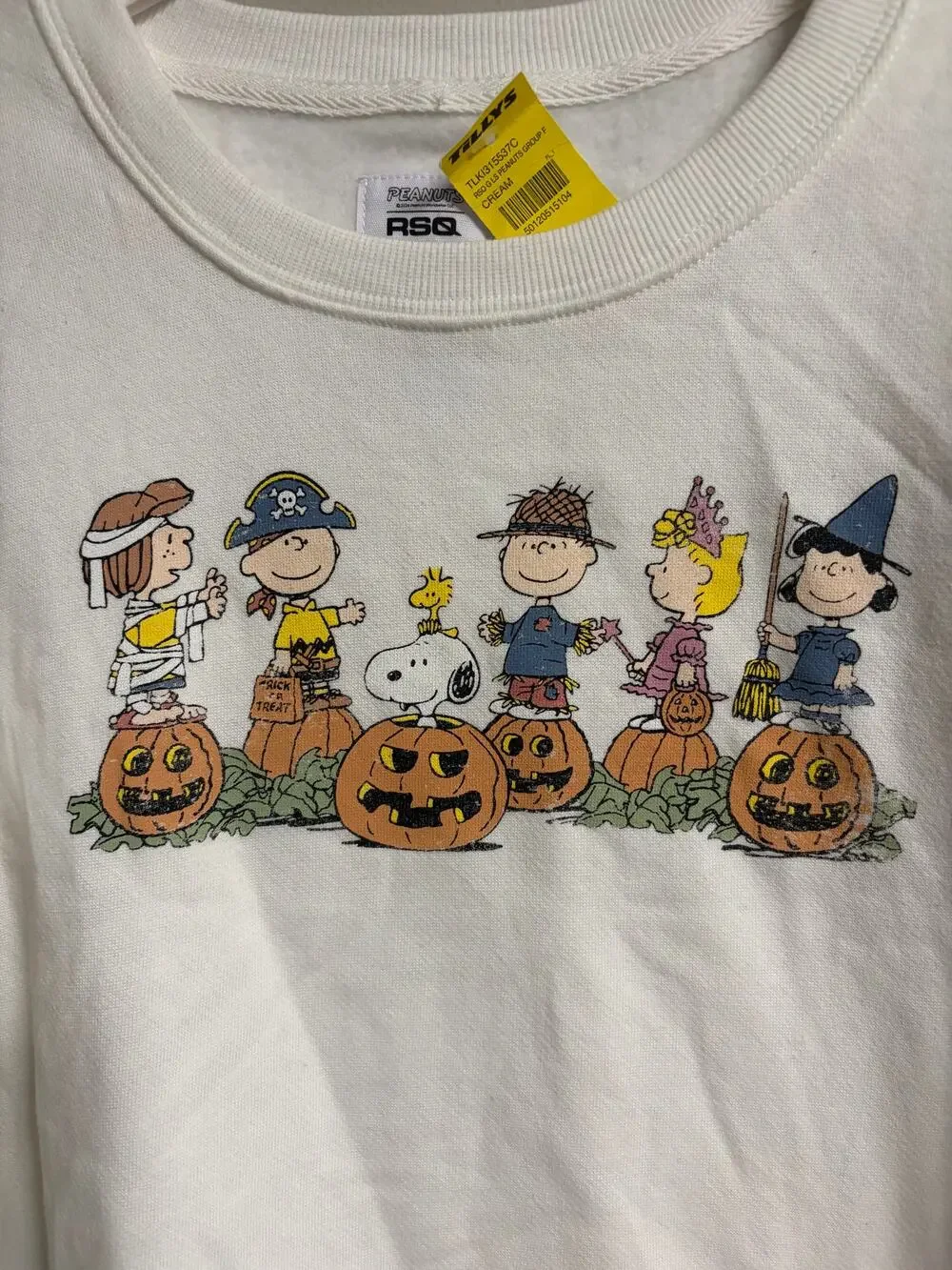 TILLYS RSQ X PEANUTS COLLAB | CREW NECK SWEAT SHIRT HALLOWEEN | GIRLS LARGE